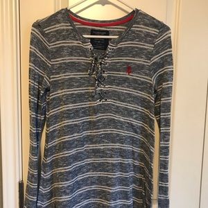 Beautiful blue striped long sleeve tunic